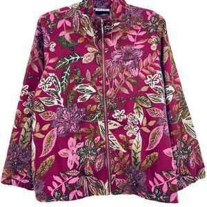 Vintage BLAIR Jacket Womens Large y2k Earthy Floral Granny Lightweight Cottage